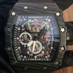Richard Mille Black and Silver Men's Watch Quartz Movement